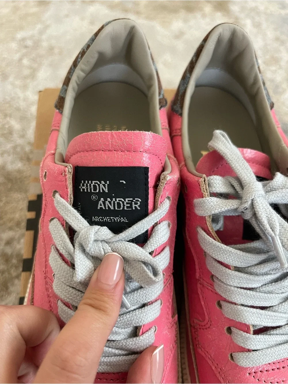 Women’s Pink Leather Low-Top Sneakers with Lace-Up Comfort